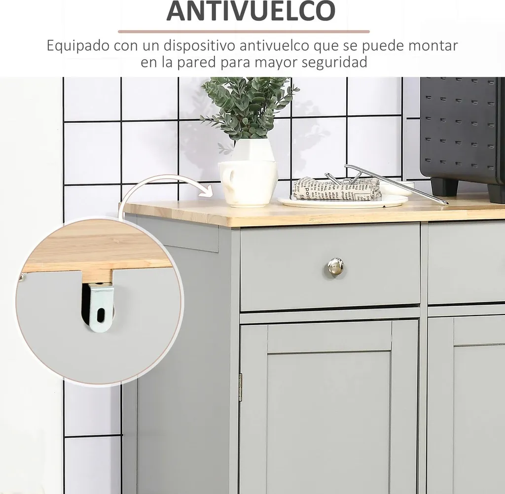 Meuble de Rangement Buffet Gris Clair 101 cm pour Optimiser l'Espace - 8