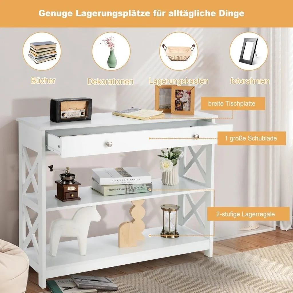 Meuble console d'entrée blanc idéal pour optimiser les petits espaces