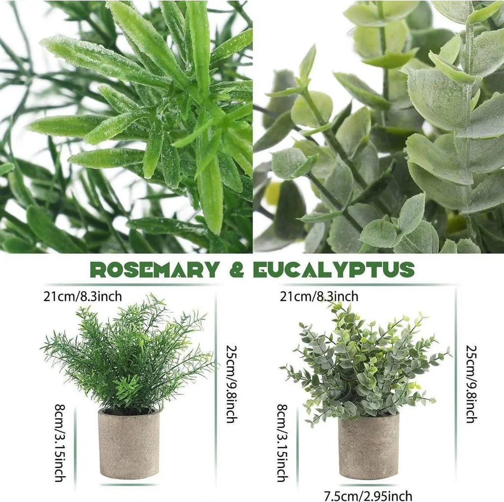 4 Piante Artificiali Finto Eucalipto E Aloe In Vaso, Verdi Finte Per Decorazione Casa, Ufficio, Cucina, Bagno, Fattoria - 3