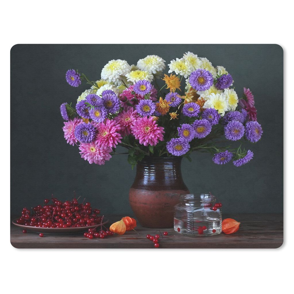 MuchoWow Mauspad Mousepad Chrysanthemen - Farben - Stilleben 23x19 cm - Mousepads - Maus Mat - Pad - Mausunterlage - Schreibtischunterlage - Mauspad
