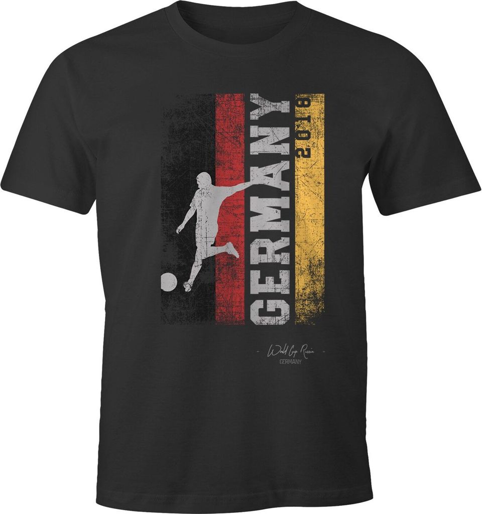 Herren Fan-Shirt Deutschland Flagge Vintage WM 2018 Fußball Weltmeisterschaft Trikot Moonworks anthrazit L