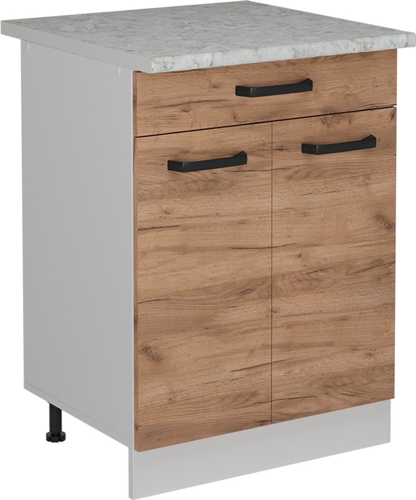 Küchenunterschrank Vicco R-Line Goldkraft Eiche 60 cm AP Marmor, Model 52288
