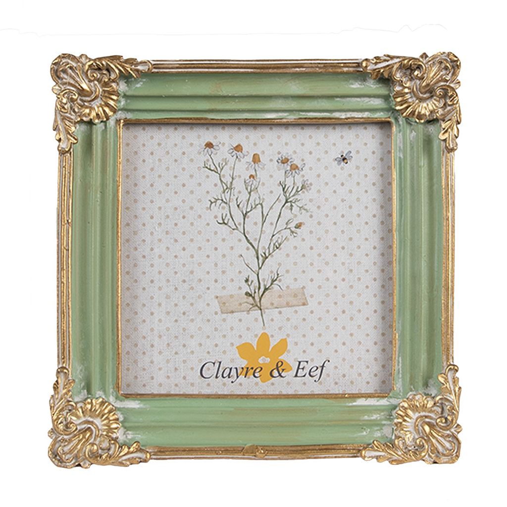 Clayre & Eef Bilderrahmen 10x10 cm Grün Polyresin Produktbild 
