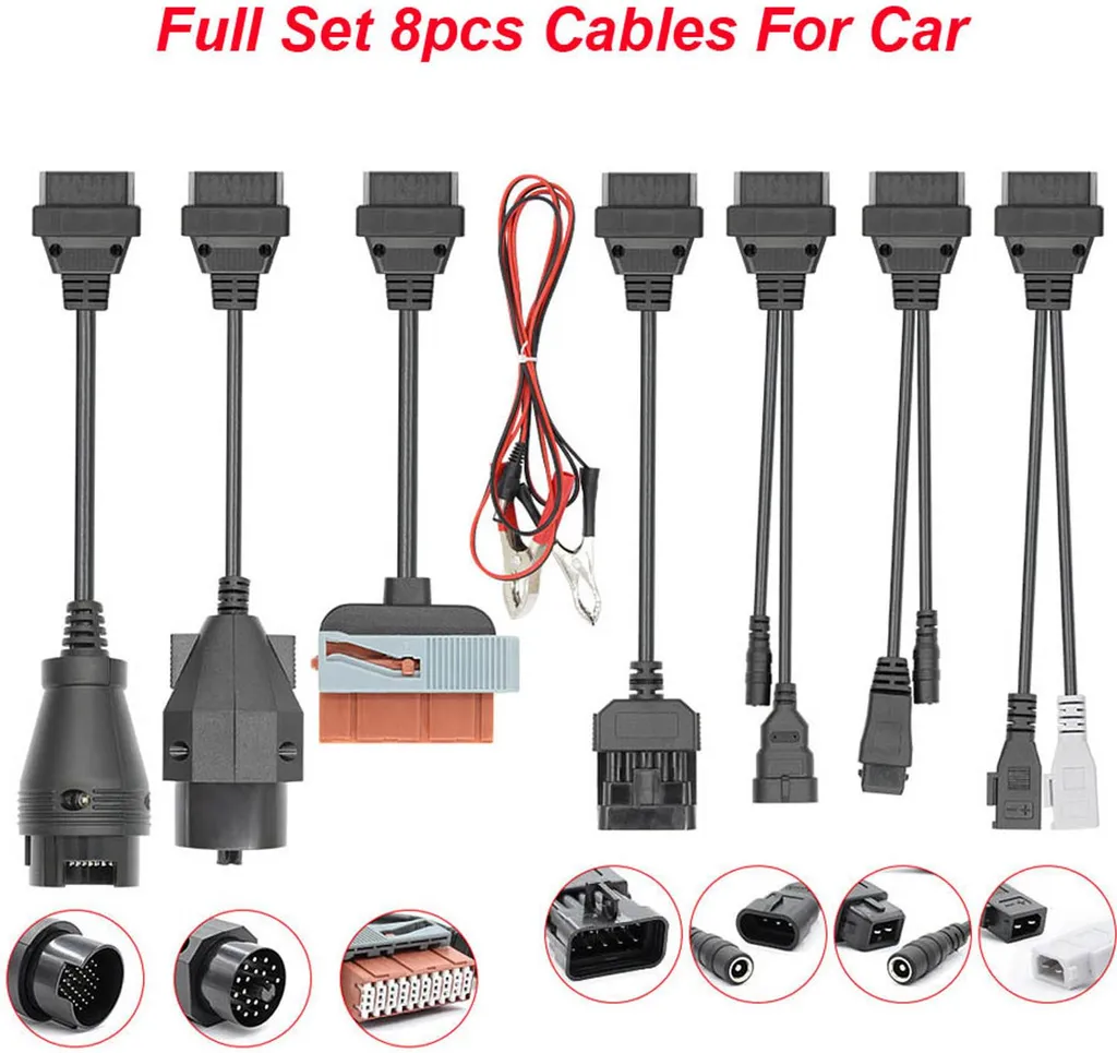 Jeu de 8 câbles OBD diagnostic auto complet pour valise multimarque