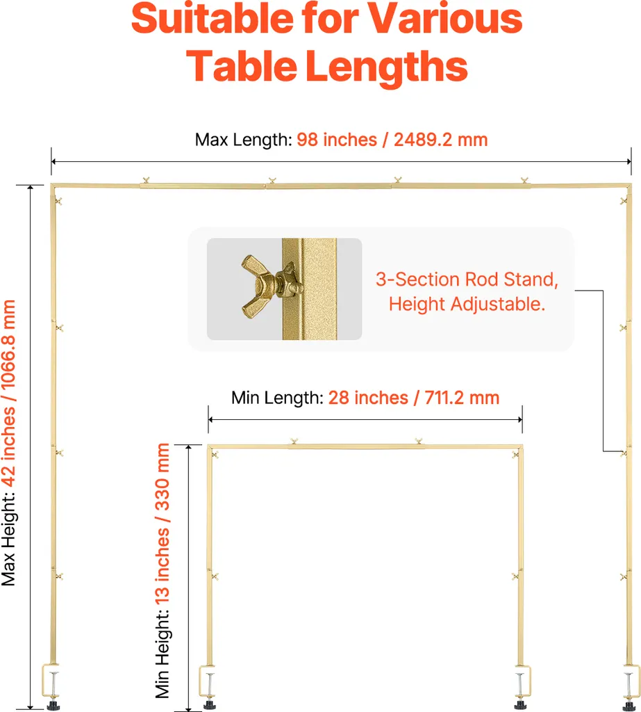 Barre de Décoration Table de Noël et Anniversaire Réglable en Hauteur