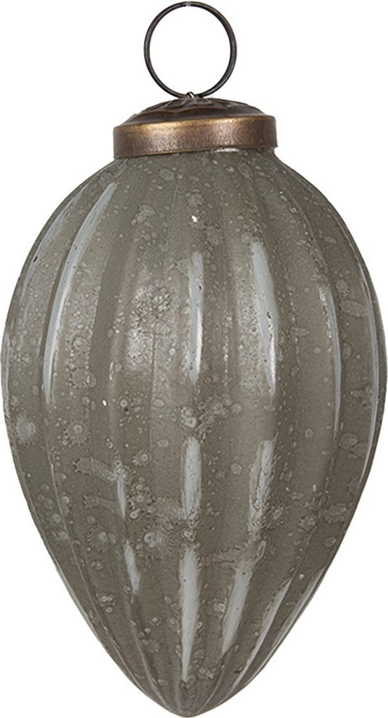 Clayre & Eef Weihnachtskugel Ø 7x11 cm Grau Glas