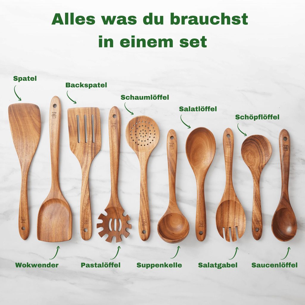 Bikolo® Küchenhelfer Set Holz 10-teilig