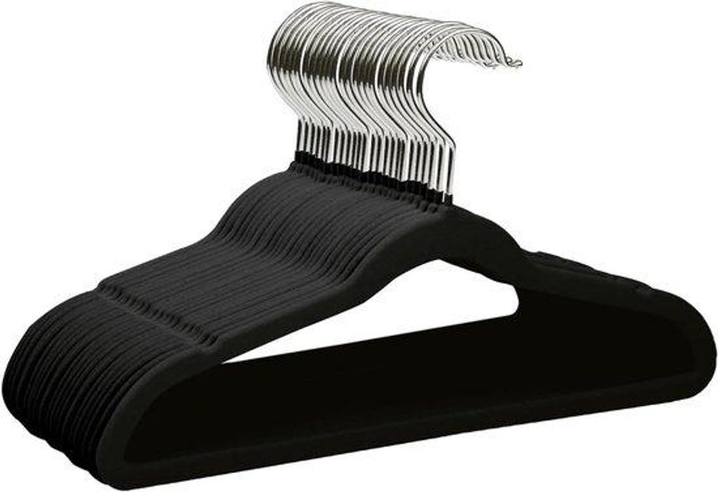 Kinderkleerhanger-Set - 22 Stück, Anti-Slip, Raumbewahrend, 360-Grad-Drehbarer Haken, 35cm, Premium-Velour, Schwarz