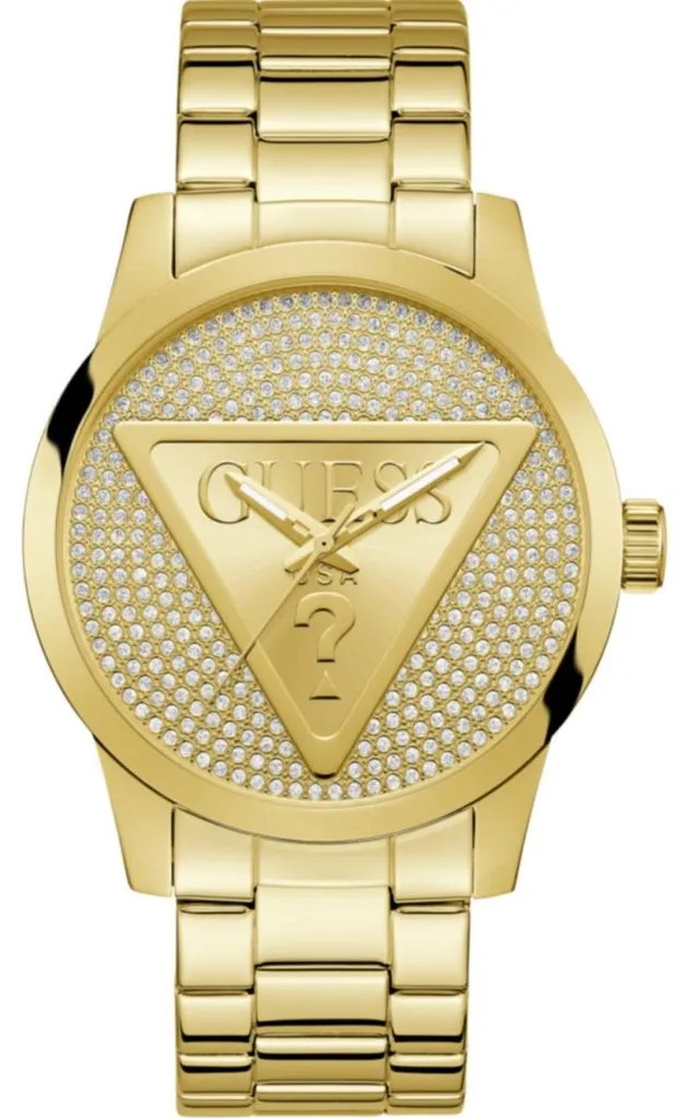 Montre Guess Badge GW0915G1 pour homme en acier argenté et cuir noir