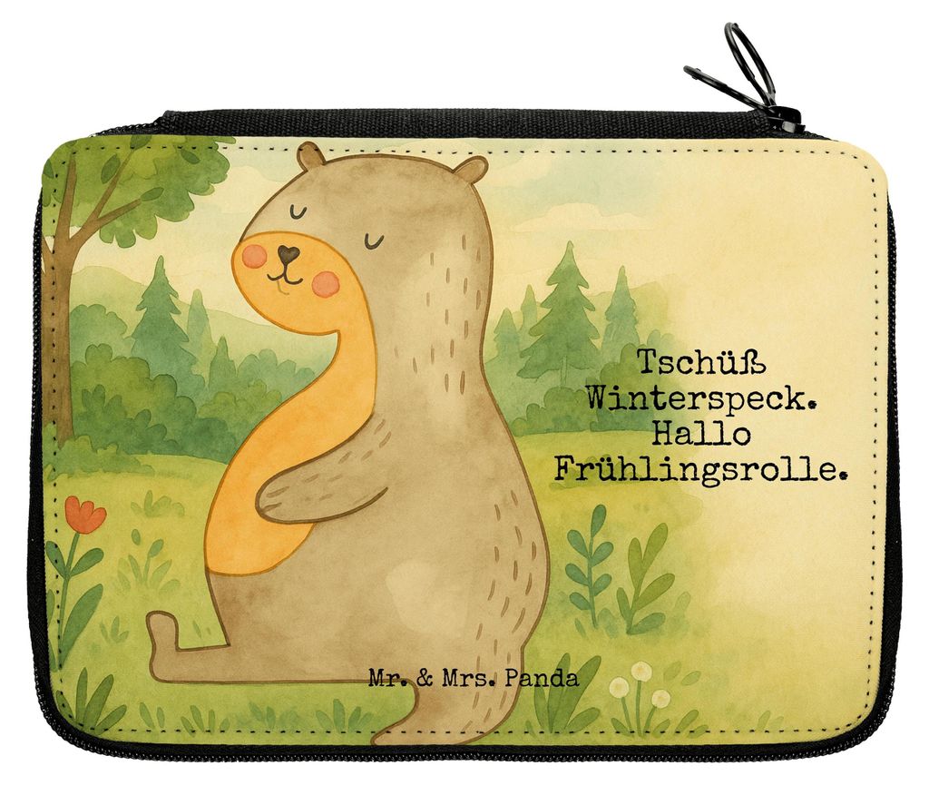 Mr. & Mrs. Panda Federmäppchen Otter Bauch Design - Weiß - Geschenk, Essen. Foodlover, Federmappe, Schreibmappe, Mäppchen, Sportmuffel, dick, Sc...