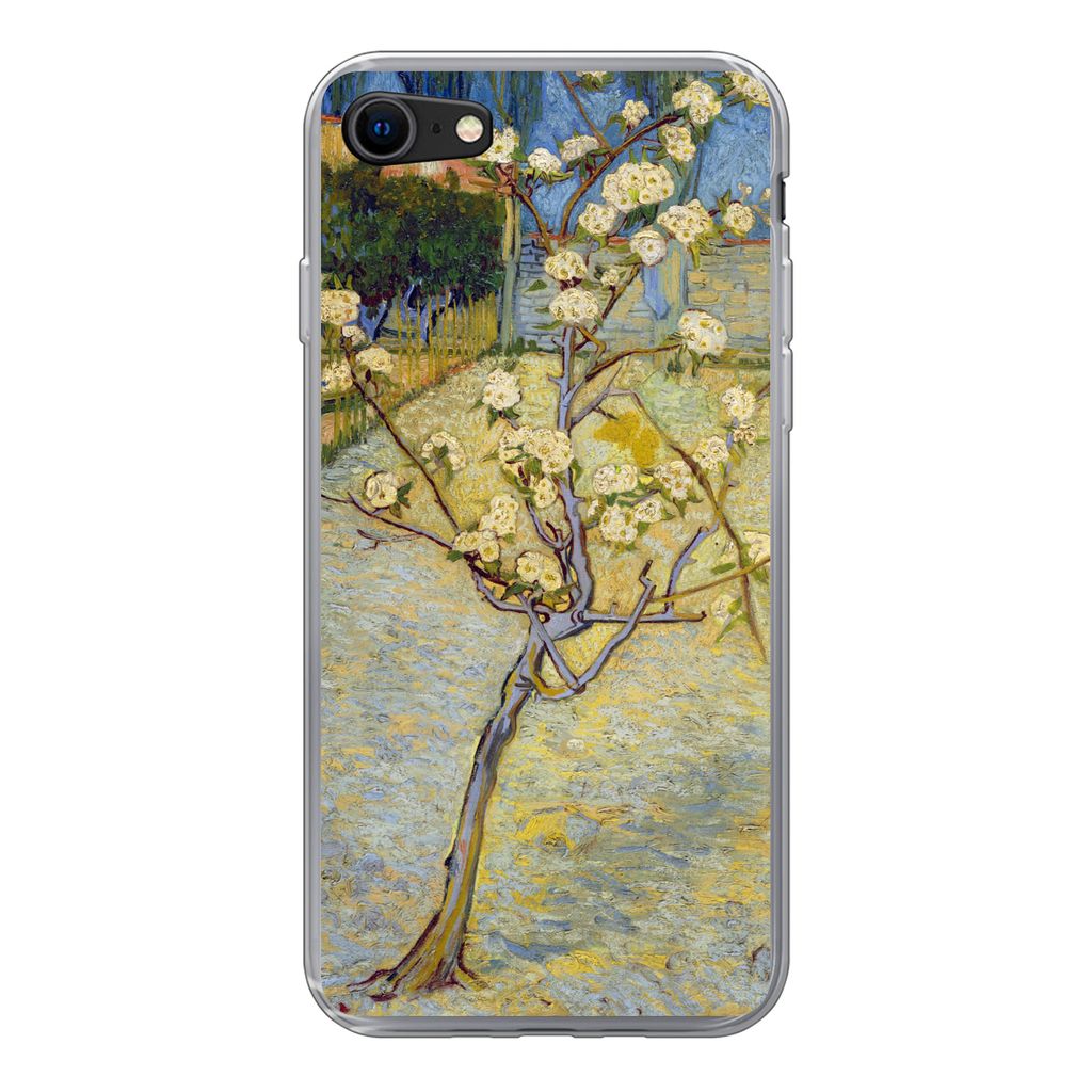 MuchoWow Handyhülle Schutzhülle Hülle für iPhone 7 Blühender Birnbaum - Vincent van Gogh Silikon Softcase Handy Hülle - Kartenhalter