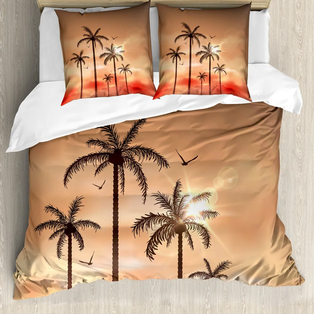 ABAKUHAUS Copripiumino Tropicale 155x220: Palms Dramatischer Himmel
