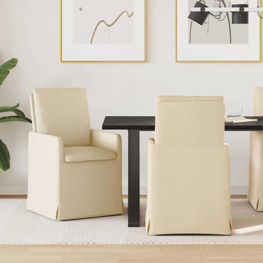 "Schlussverkauf" Esszimmerstühle 2 Stück - stylischen Essstuhl - Ergonomisches Design - Creme 57x67x98 cm Stoff C14954