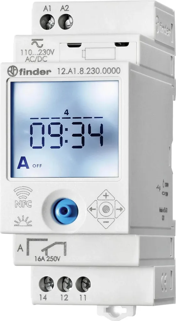 Interrupteur Horaire Astronomique Finder 12.A1 avec Contact 16A AC/DC