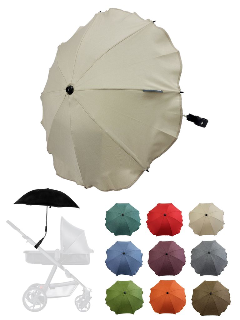 BAMBINIWELT Sonnenschirm für Kinderwagen Ø68cm UV-Schutz50+ Schirm Sonnensegel Sonnenschutz MELIERT beige