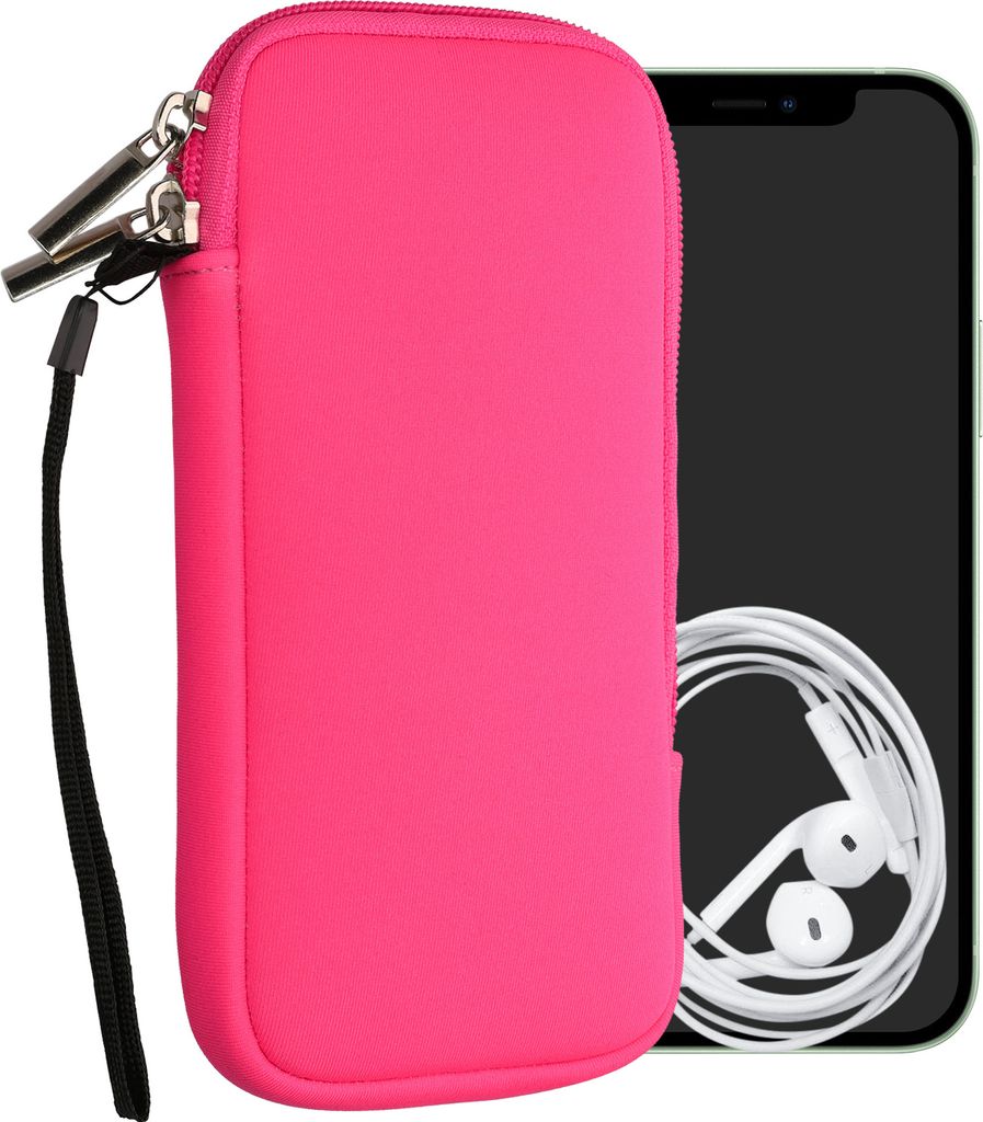kwmobile Handytasche für Smartphones XXL - 7" - Neopren Handy Hülle Neon Pink - Handy Tasche 17,7 x 8,5 cm Innenmaße