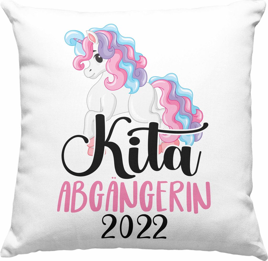 Trendation - Kita Abgängerin 2022 Einschulung Mädchen Geschenk Deko-Kissen mit Füllung 40x40 Schulstart 1. Schultag Schuleinführung Schulanfang...