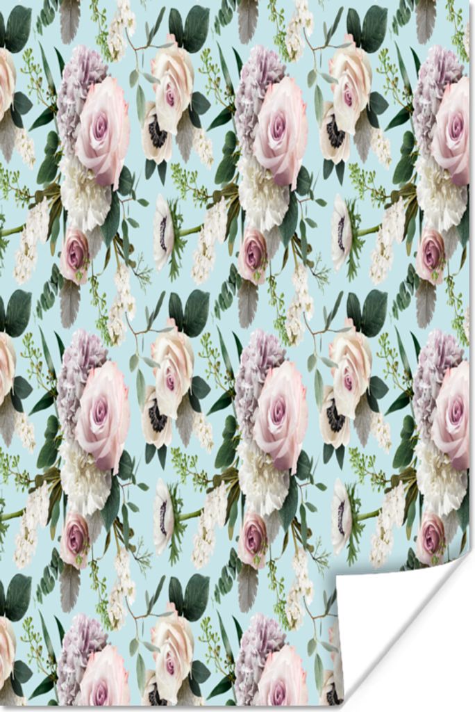 MuchoWow Poster Blumen - Rosen - Flieder 80x120 cm - Papierdruck