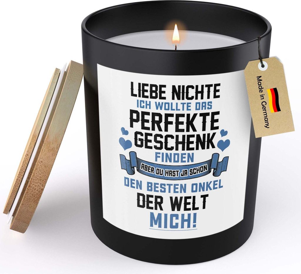 22Feels Nichte Geschenk von Tante Spruchkerze "Ich Wollte Das Perfekte" Geburtstag Abitur Bachelor Sojawachs Kerze im Glas Handgemacht mit Spruch D...