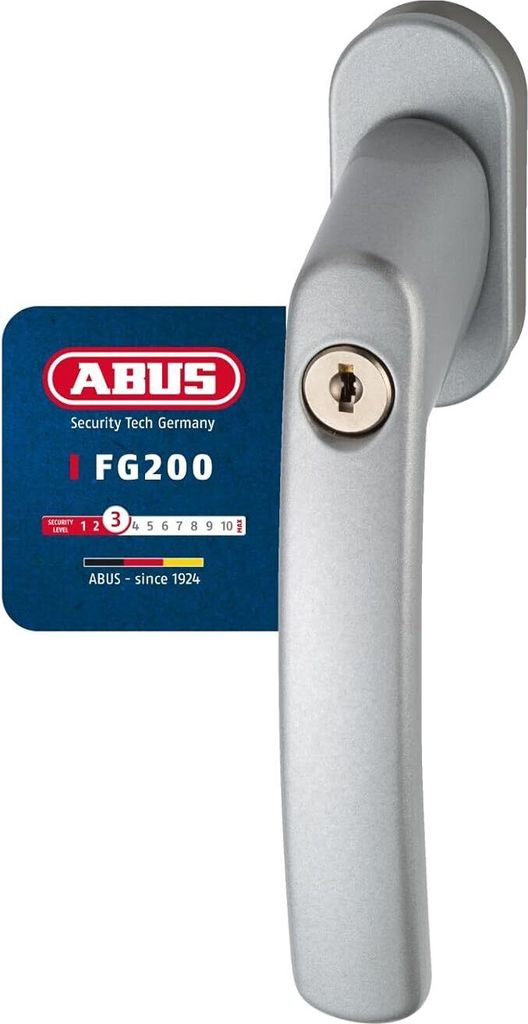 ABUS Abschließbarer Fenstergriff FG200 AB208 - 10er Set - Fensterknauf mit Druckzylinder, gleichschließend - 88561 - Silber