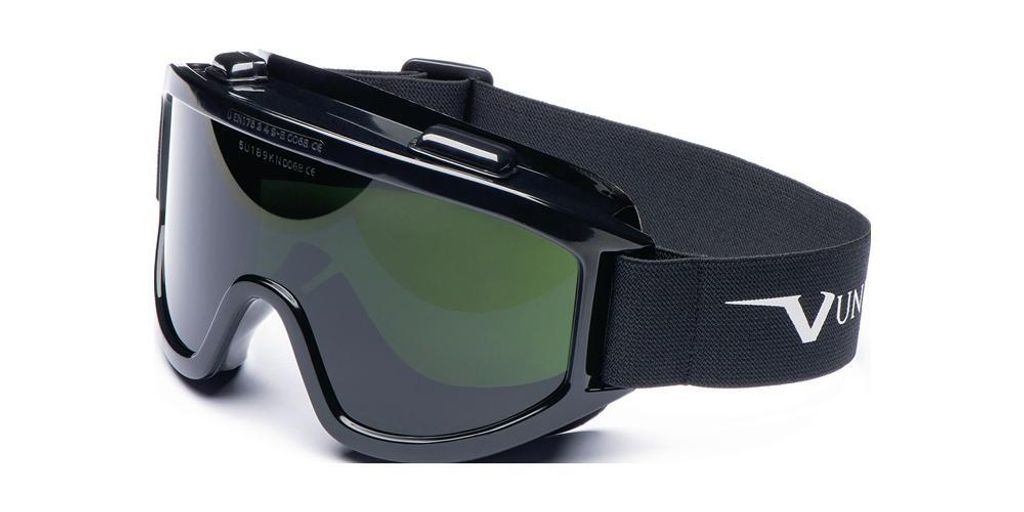 Vollsichtschutzbrille 601 EN166,EN169,EN175 Rahmen grau/Scheibe grün IR5 PC