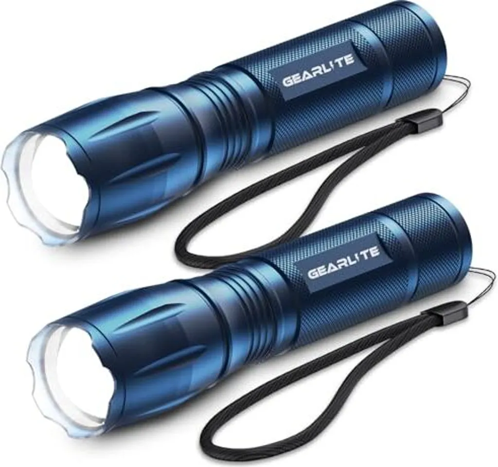 Gearlite LED torcia a batteria 2 parti, 2000 lumen estremamente luminoso 5 modalità, IP65 impermeabile bambini campeggio, outdoor blu