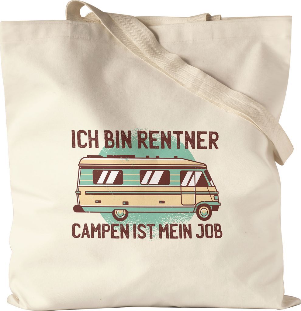 Ich bin Rentner Campen ist mein Job Jutebeutel Camping Rentner Opa Oma Wohnwagen Wohnmobil Zelten