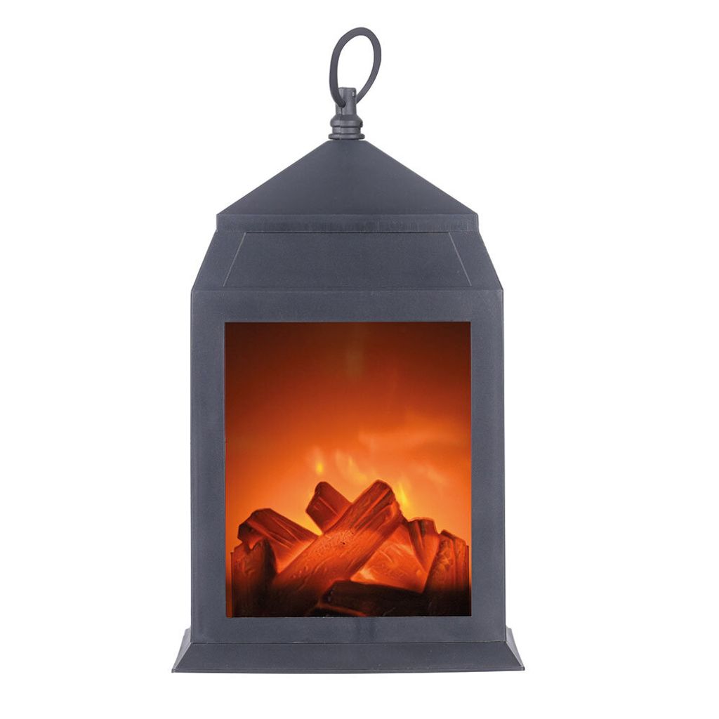 LED Kamin, Tischlampe, schwarz, Kaminfeuer, 3000K, H 15,8 cm