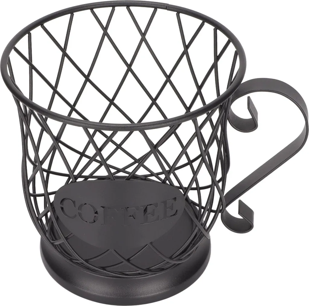 Porte-café grande capacité en fer forgé noir pour cuisine et bureau