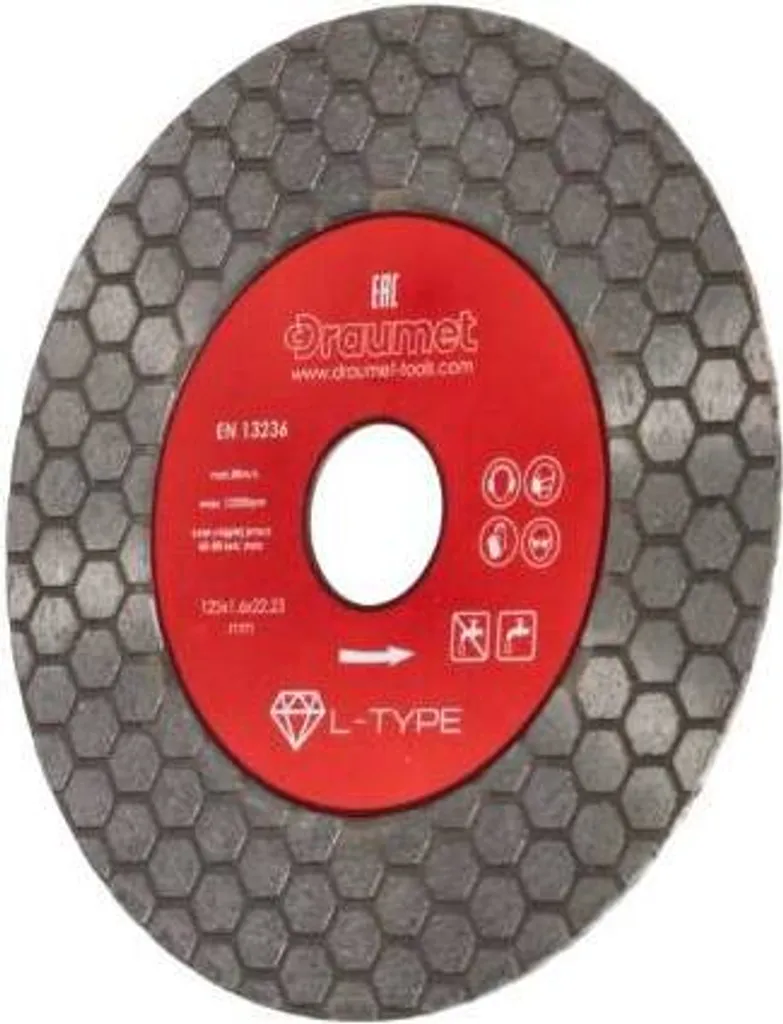 Disque diamant L-TYPE 125 x 1,6 mm DRAUMET PREMIUM pour coupe et meulage