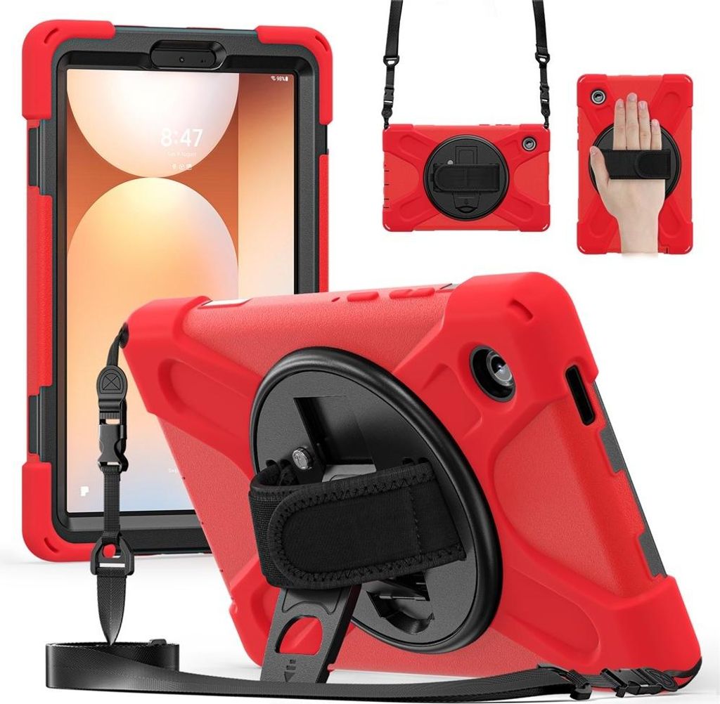 Samsung Galaxy Tab A11 Hülle - Coverup Heavy Duty Case mit Schultergürtel - Rot