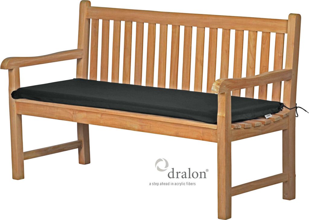 Bankpolster 150x47 cm anthrazit grau als Polster für Holzbank waschbares und UV-beständiges Sitzkissen Auflage Gartenbank