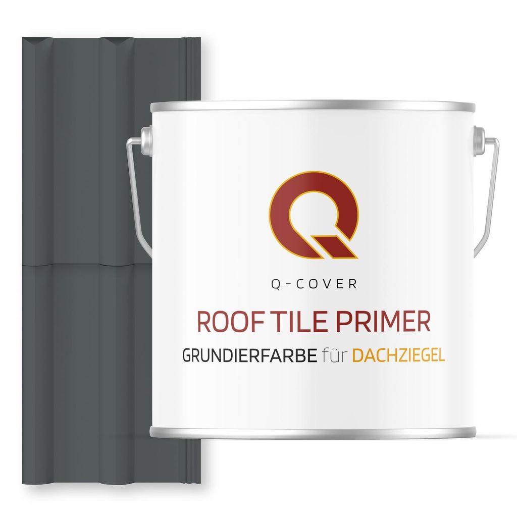 Grundierfarbe für Dachziegel Basaltgrau RAL 7012 5 L | wetterfeste Dachbeschichtung | für Ziegel, Beton, Eternit | UV-beständig | Q-COVER