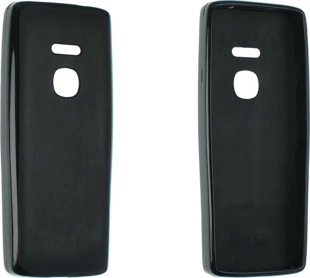 Two black phone cases are shown side-by-side against a white background.