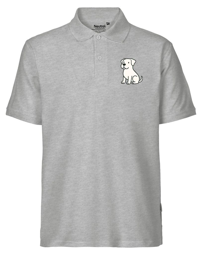 Huuraa Herren Polo Shirt Dogo Argentino Comic Dogo XL Sport Grey Bio Baumwolle Fairtrade Poloshirt Geschenkidee