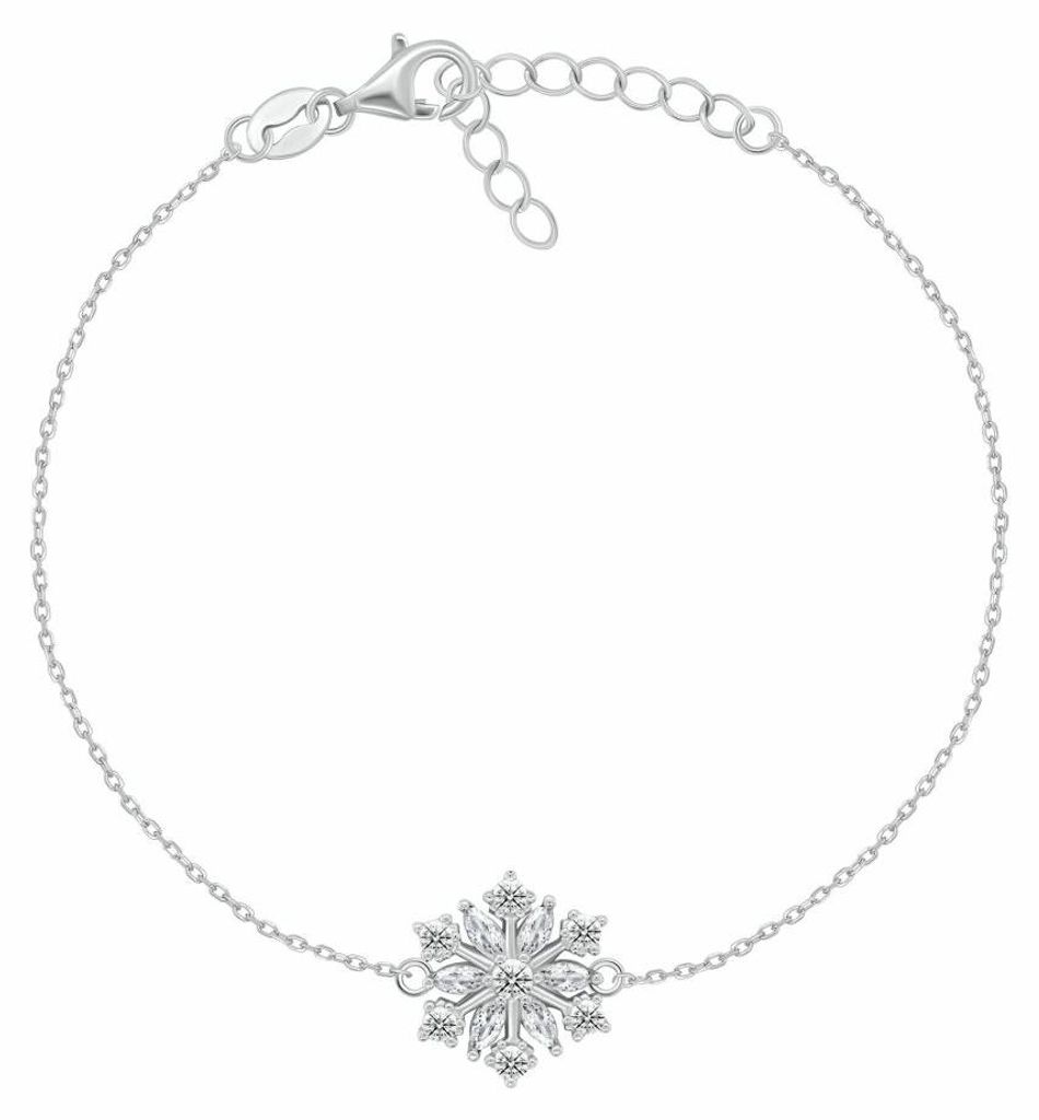 Charmantes Silberarmband mit Zirkonen Snowflake BRC254W
