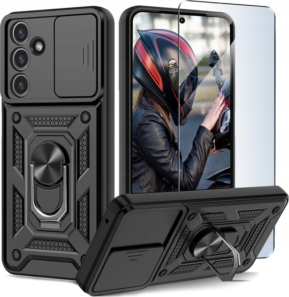 Hülle für Samsung Galaxy M35 5G PANCERNE SLIDE RING VERSTÄRKT + GLAS 9H