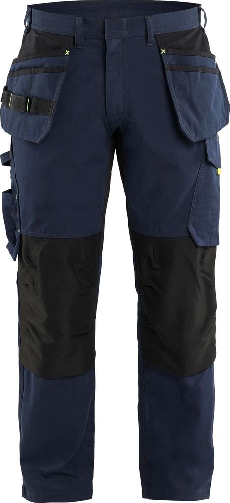 Blakläder Service Bundhose mit Stretch und Nageltaschen 1496 1330 in div. Farben, Farbe:Dunkel Marineblau/High Vis Gelb, Größe:D124