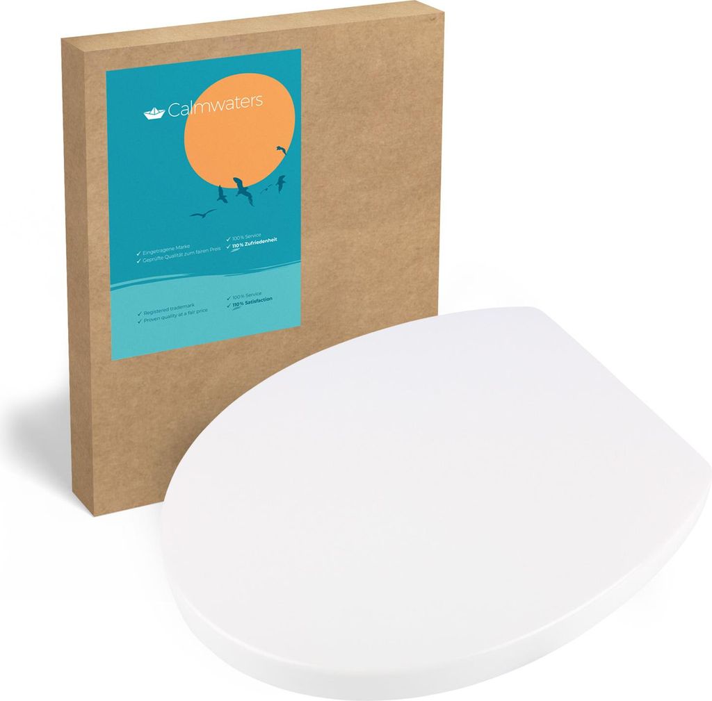 Calmwaters Antibakterieller Premium WC Sitz mit Absenkautomatik Modern Soft, WC Deckel überlappend, abnehmbar, Duroplast Toilettensitz oval, uni...