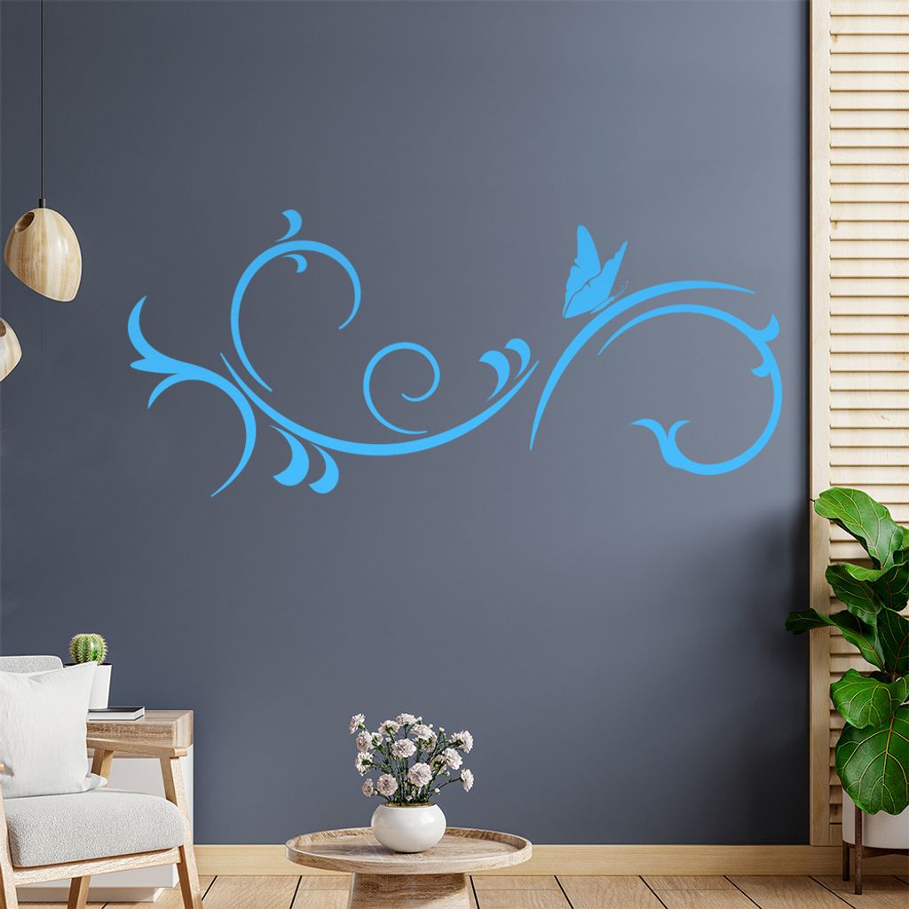 Schmetterling - Ornamente - Sommer Wandtattoo in 6 Größen - Wandaufkleber Wall Sticker - Dekoration, Küche, Wohnzimmer, Schlafzimmer, Badezimmer