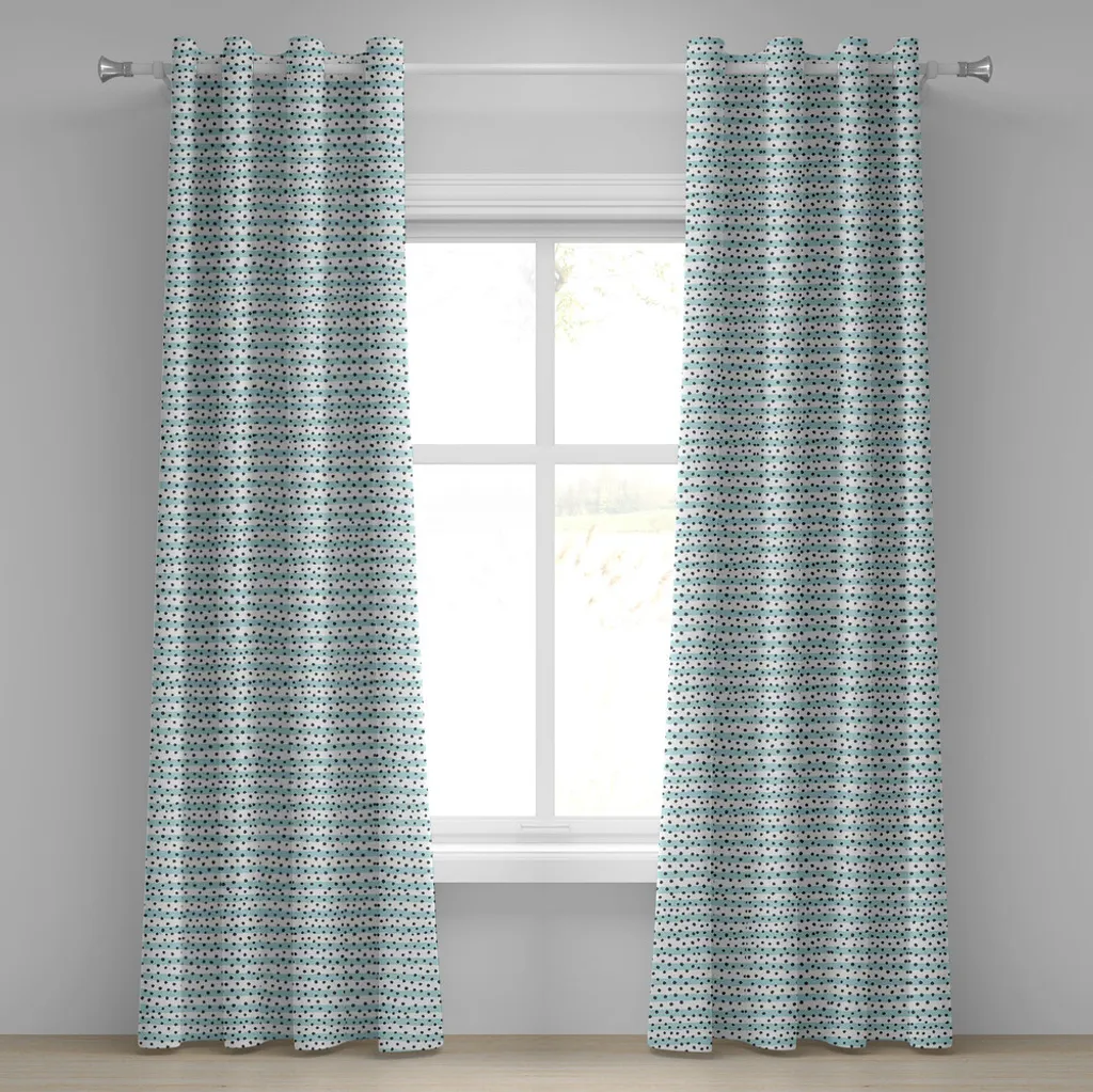 Tende Moderno Geometrico 280x225 ABAKUHAUS Grigio Blu a Pois