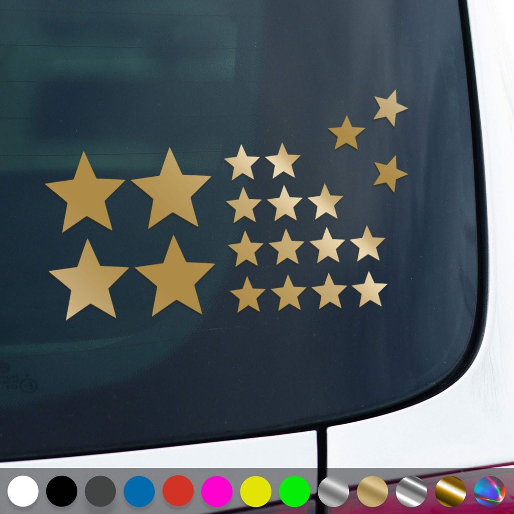 PantherPixel Sternchen Set Aufkleber Mehrteilige Sterne Sticker Auto Geschenkidee Farbe Gold