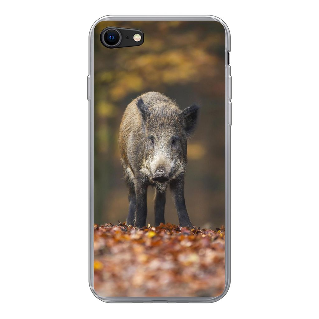 MuchoWow Handyhülle Schutzhülle Hülle für iPhone 7 Wildtier - Wald - Herbst Silikon Softcase Handy Hülle - Kartenhalter