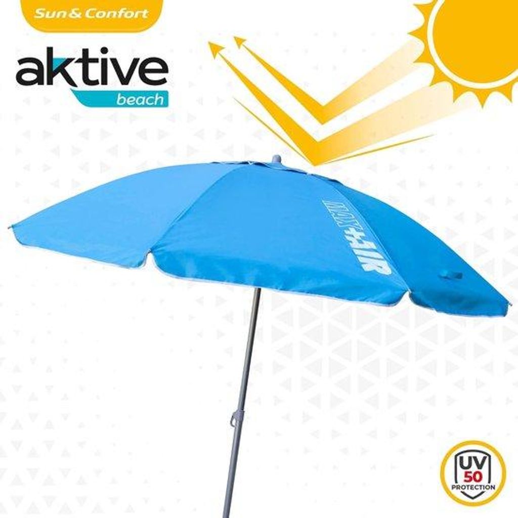 Strandscherm mit großem Winddurchlass - kantelbare, robuste Mast - inkl. Opbergtas - große Strandsonne blauw