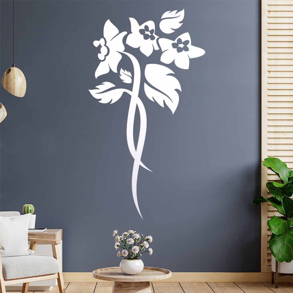 Blume - Linien Wandtattoo in 6 Größen - Wandaufkleber Wall Sticker - Dekoration, Küche, Wohnzimmer, Schlafzimmer, Badezimmer
