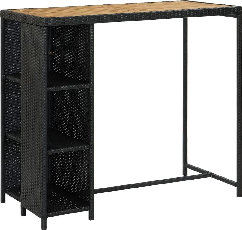 vidaXL 5-tlg. Gartenbar-Set mit Kissen Poly Rattan Schwarz