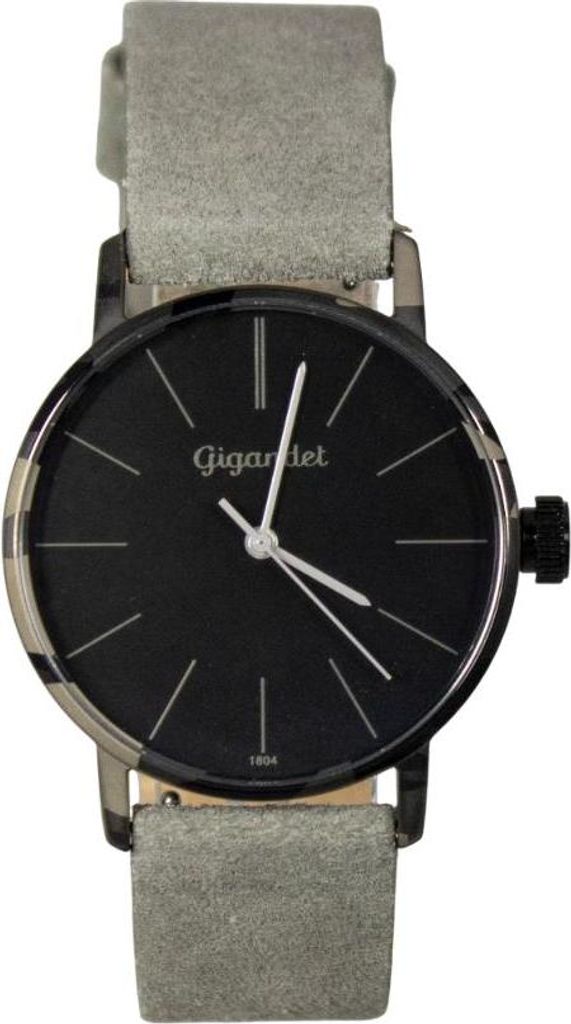 Gigandet Armbanduhr Damen Quarz Edelstahl Lederband Schwarz Grau G43-044