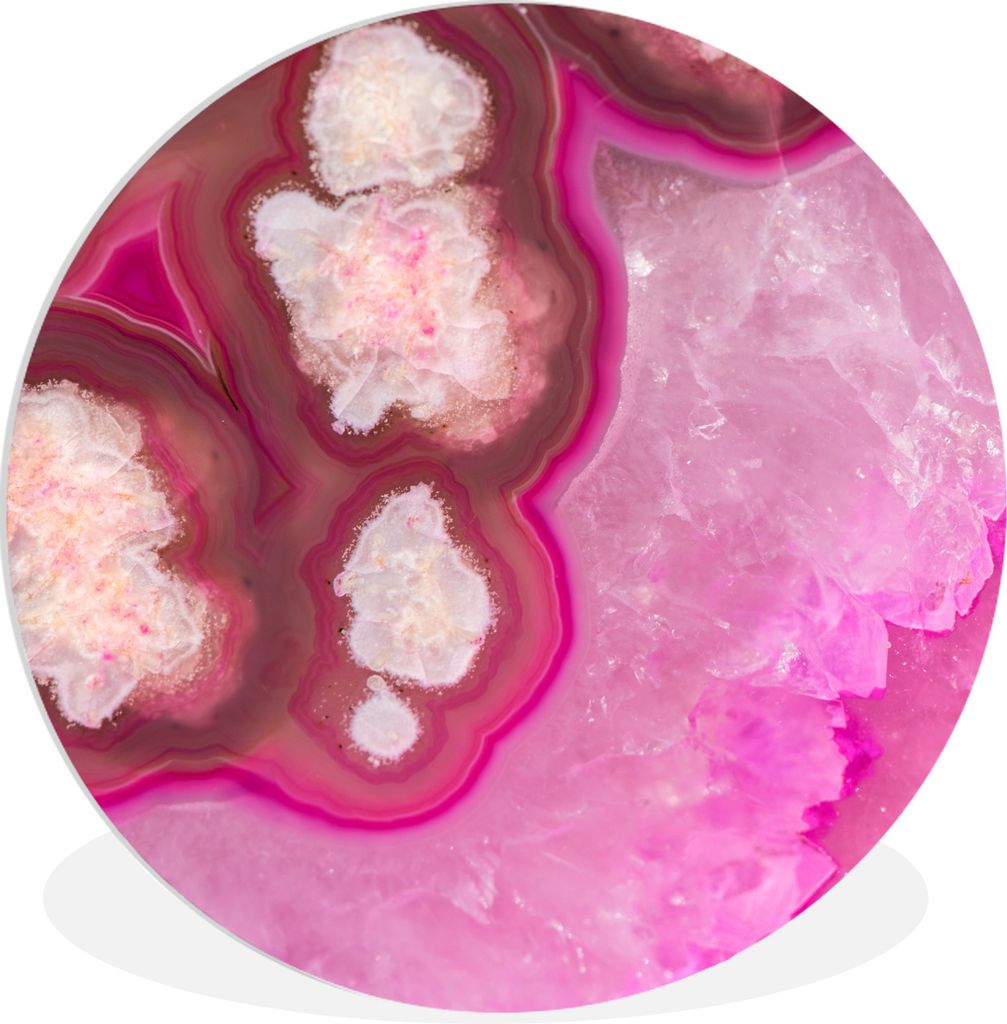 MuchoWow Rundes Wandbild - Runde Bilder Nahaufnahme einer rosa Geode Ø 30 cm Kreis Wanddekoration Kunststoff - Wandkreis - Wandschmuck - Schlafz...