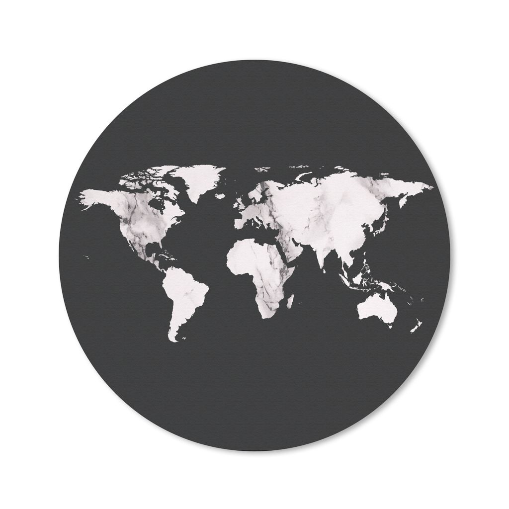 MuchoWow Mauspad Mousepad Weltkarte - Schwarz und weiß - Marmor 30x30 cm - Mousepads - Maus Mat - Pad - Mausunterlage - Tischunterlage - Schreib...