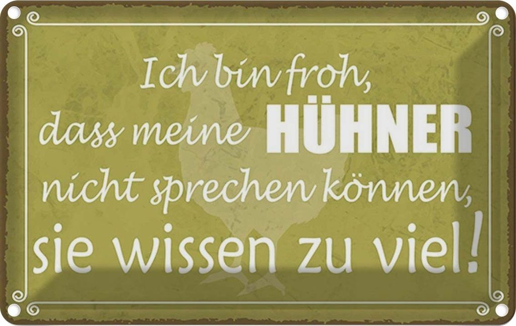 vianmo Blechschild 20x30 cm froh meine Hühner nicht sprechen Spruch Zitat